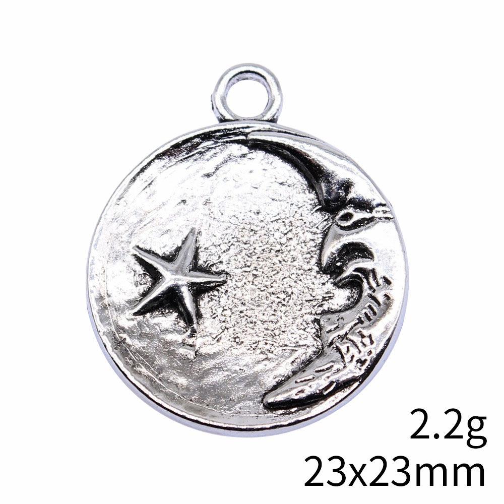 Engraved Crescent Moon Charm Star Pendant For Celestial Mystical Theme DIY Bracelet Necklace Jewelry Making Supplies