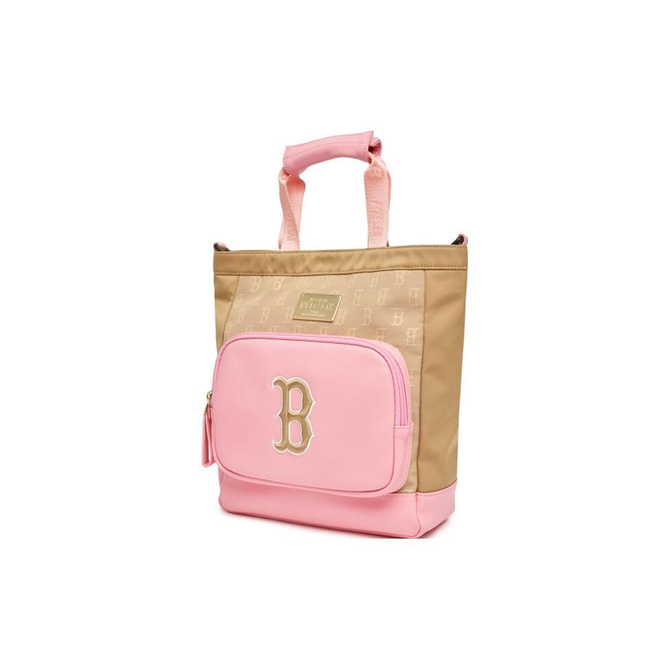 MLB Large Capacity Adjustable Shoulder Strap Printed Big Logo Metal Zipper Tote Bag Women Tote Bags Beige 7AUBM023N-43G0S