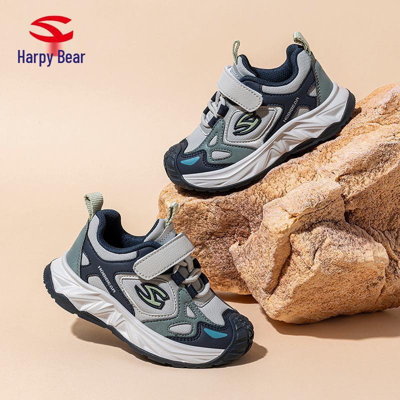 Hapi Bear Leather Kids' Sneakers: Comfortable, Casual Shoes for Boys & Girls, Ideal for Spring and Autumn.
