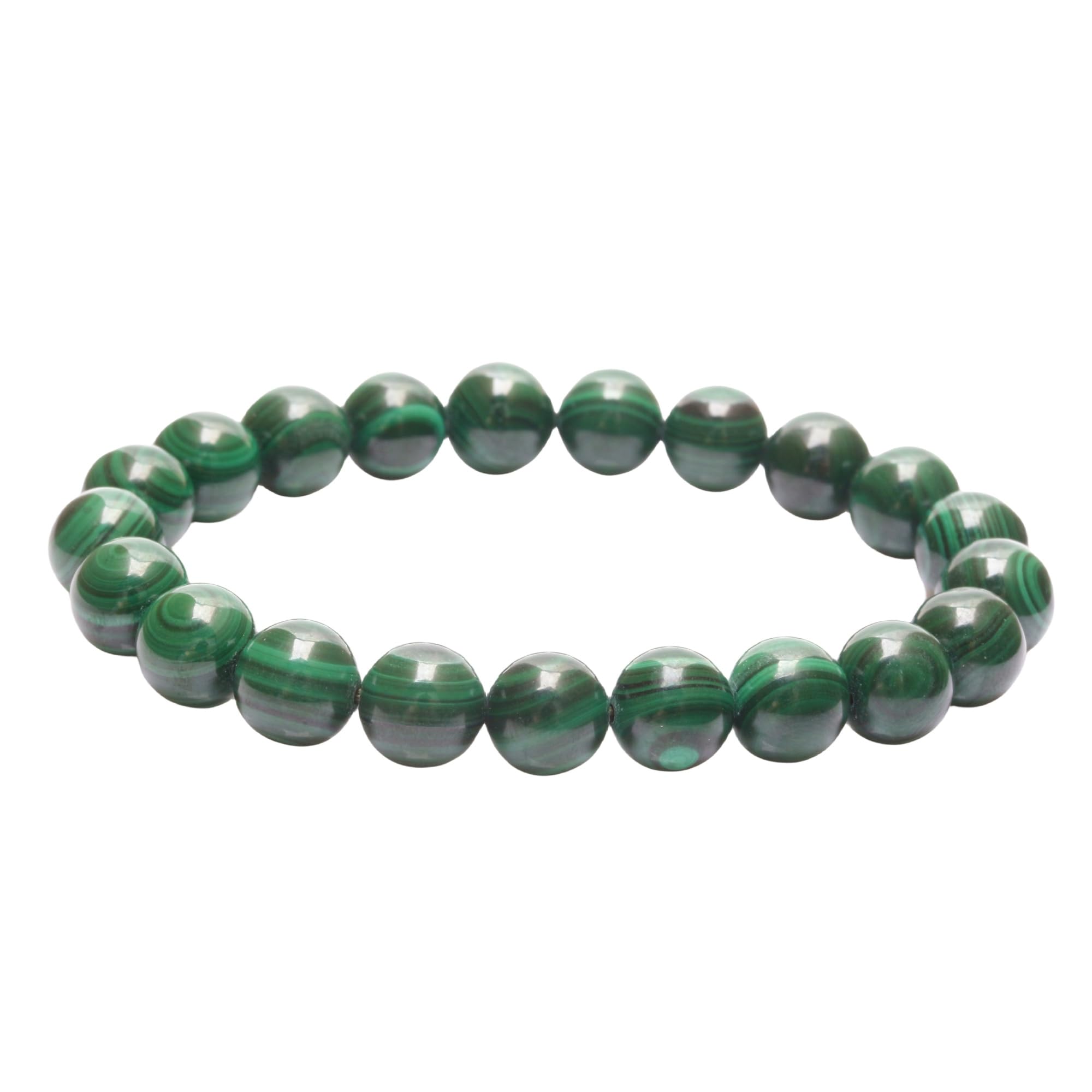 [K KOUOKU] Malachite Bracelet 9mm Power Stone Good Fortune Natural Stone Prayer Beads Birthday Gift (Malachite-9mm)
