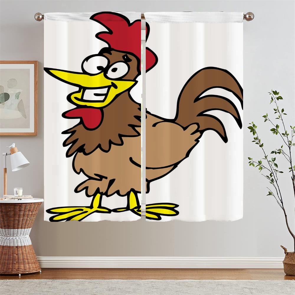 Cartoon Chicken Kitchen Curtains 2 Pieces Window Curtains for Living Room Home and Decoration Blackout Curtain Tentacles Curls