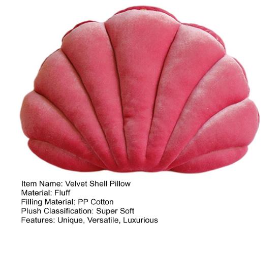 3D Velvet Shell Pillow Soft Insert Seashell Ocean Beach Theme Throw Pillow