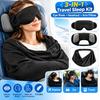 Masque de nuit réglable 3 en 1 Système de support de sommeil pour avion Oreiller de voyage et support de bras Kit de libération de l'épuisement Multi-usage Pour voiture bureau
