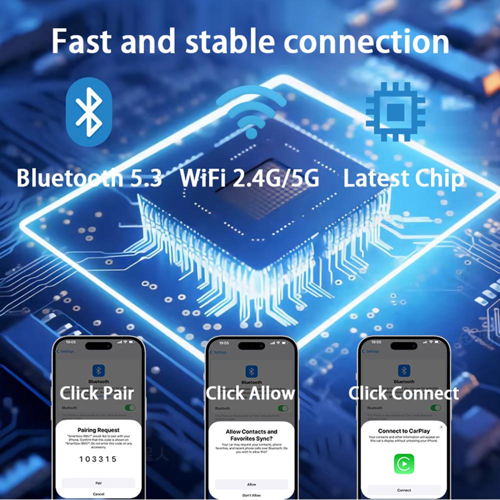 3-in-1 Wireless Carplay Android Auto Adapter Plug and Play Car Aromatherapy withCar Smart APP Control RGB Music Lamp  Rechargeable for Car Air Outlet