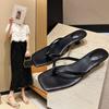 Women Clip Toe Slippers 2026 New Summer Comfort Low Heel Slides Shoes Ladies Casual Dress Street Style Soft Sole Flip-flops