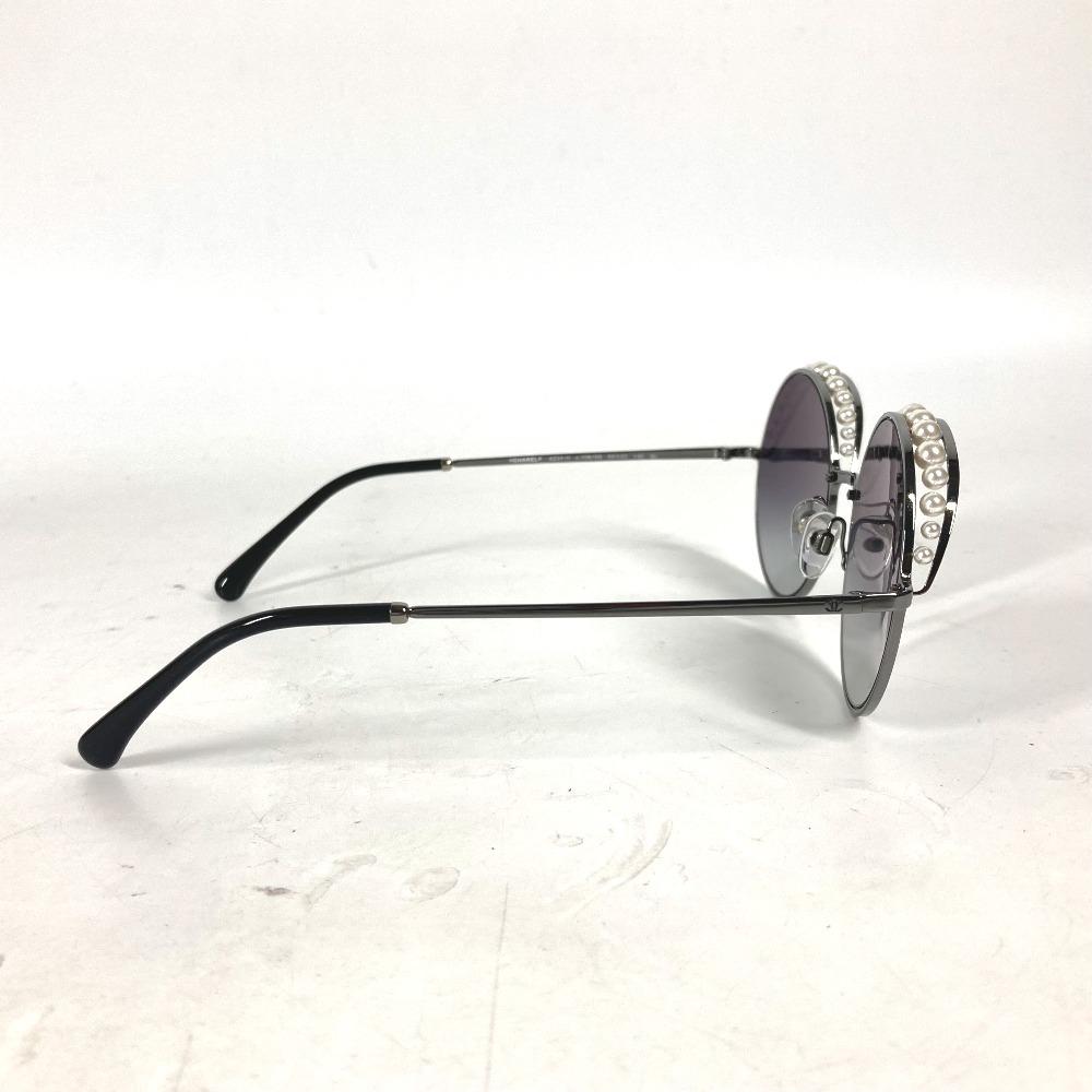 Chanel 4234-H CC CC Mark Pearl Glasses Glasses Eyewear Sunglasses Metal Black