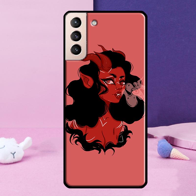 Devil Girl Woman Phone Case For Samsung Galaxy S25 Ultra S24 S23 Ultra S9 S10 S20 S21 S22 Plus S24 FE Cover