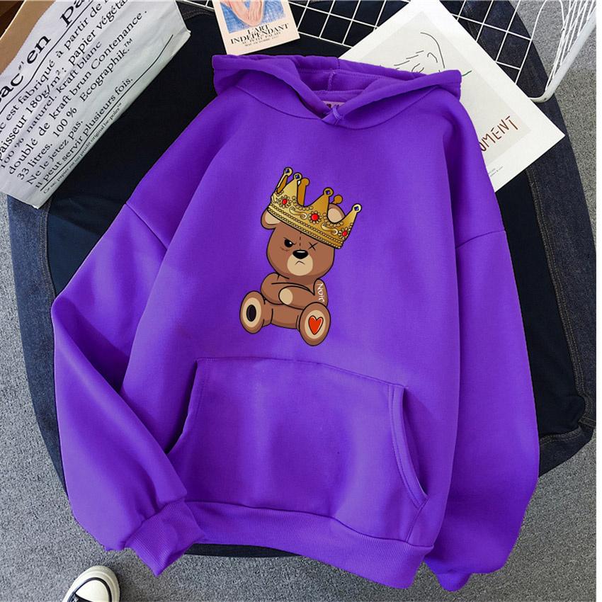 Fashion Cartoon Women's Hoodie Teddy Bear Print Hoodies Women Streetwear Pullover Harajuku Unisex Sweatshirt Oversized Clothes