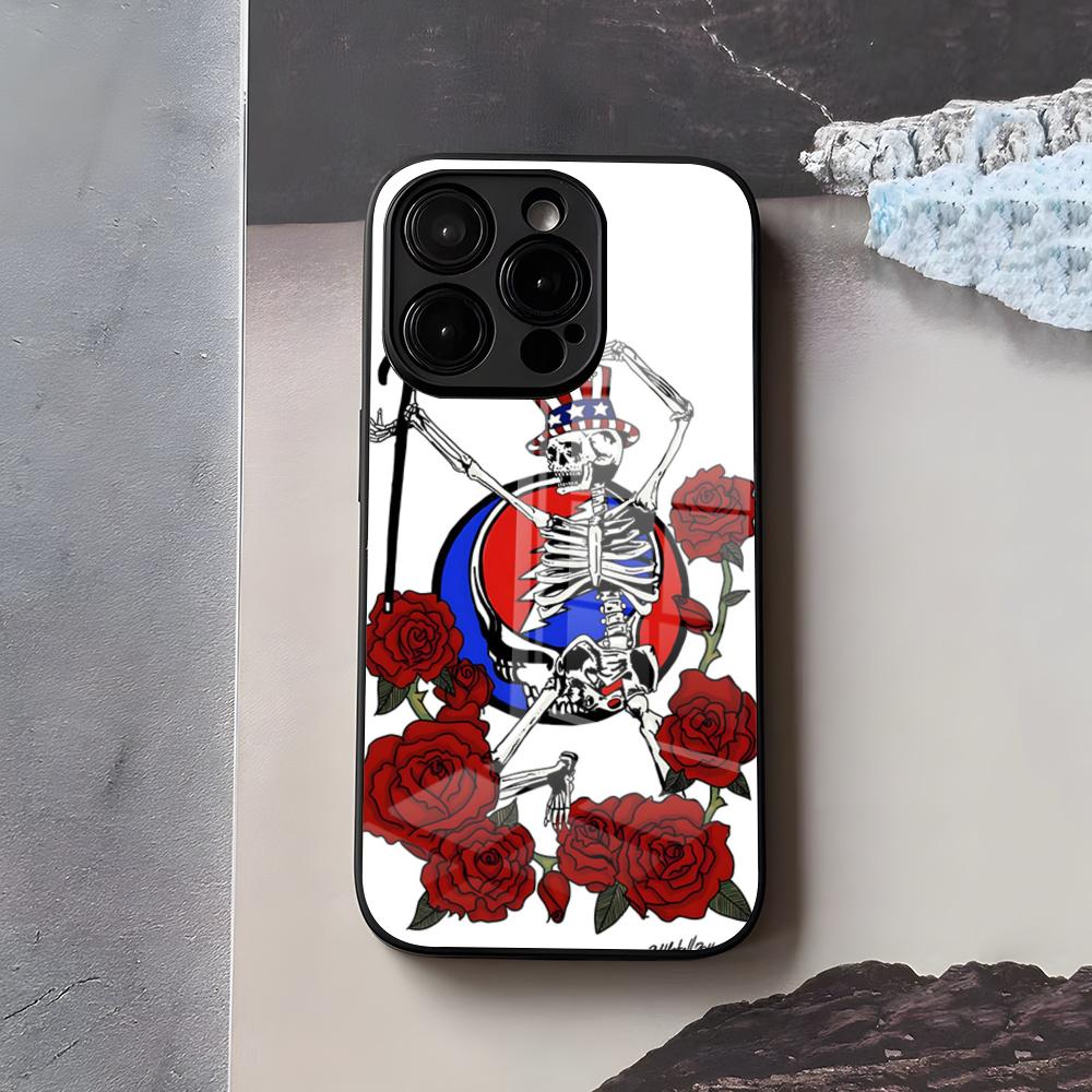 Hot Rock Band G-Grateful D-Dead Phone Case For IPhone 17 Air 16 E Pro Max 15 14 13 Mini 12 Pro 11 Max Plus Black Glass Cover