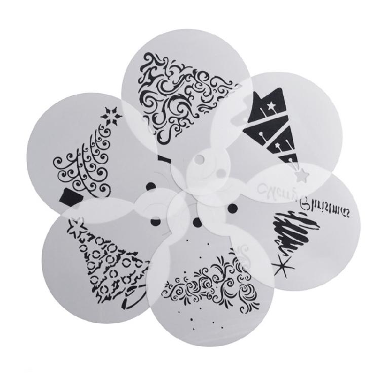 

6 Pcs Pine Tree Stencils Art Painting Templates Stencils for Painting on Wood Winter Holiday DIY Wall Floor Decoration 1