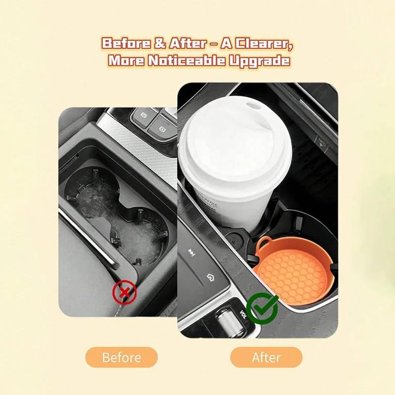 2 Silicone Car Coasters Non Slip High Temperature Resistant Thickened Flexible Pad for Car Cup Holders Protection