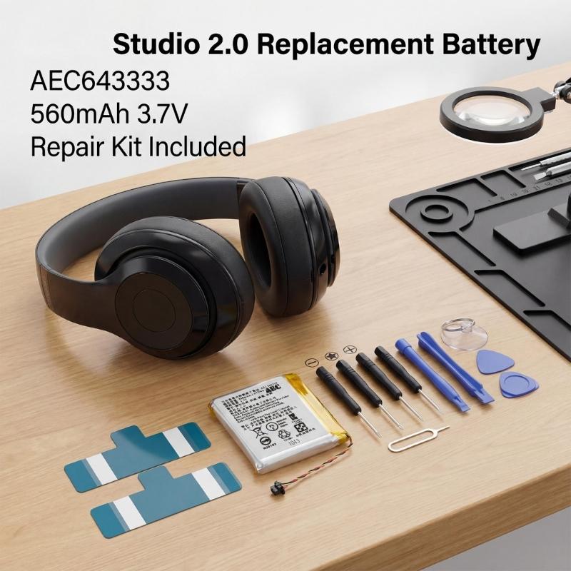 560mAh AEC643333 Replacement Battery Power Sources For Studio 2.0 Headphones Large Capacity Extended Usage Time