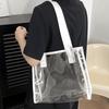 Square Transparent Handbag Candy Color Large Capacity Waterproof Shoulder Bag Korean Style Jelly Color PVC Tote Bag Female