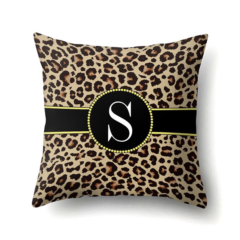 Polyester Pillow Case Leopard Print Decoration Home 26 English Letter Printing Pillow Case