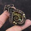 Ammonite Fossil Pendant Copper Wire Wrapped Gemstone Jewelry Copper Pendant Ethnic Jewelry Handmade Pendant Wire Wrap Pendant Gift For Women