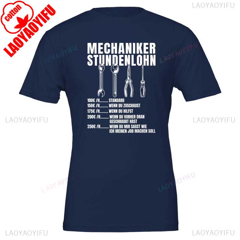 Kfz Mechaniker STUNDENLOHN TShirt Mechatroniker Geschenke Schrauber Summer Funny Pattern Print Casual Comfort Soft Cotton Tee