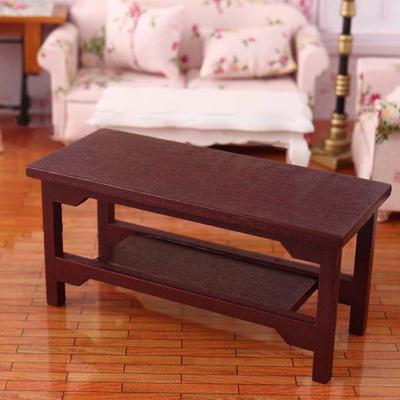 1:12 Mesa de Té de Simulación Mini Hecha a Mano Retro Rojo Vino Muebles de Casa de Muñecas Mesa Juguete para Niños para Guardería