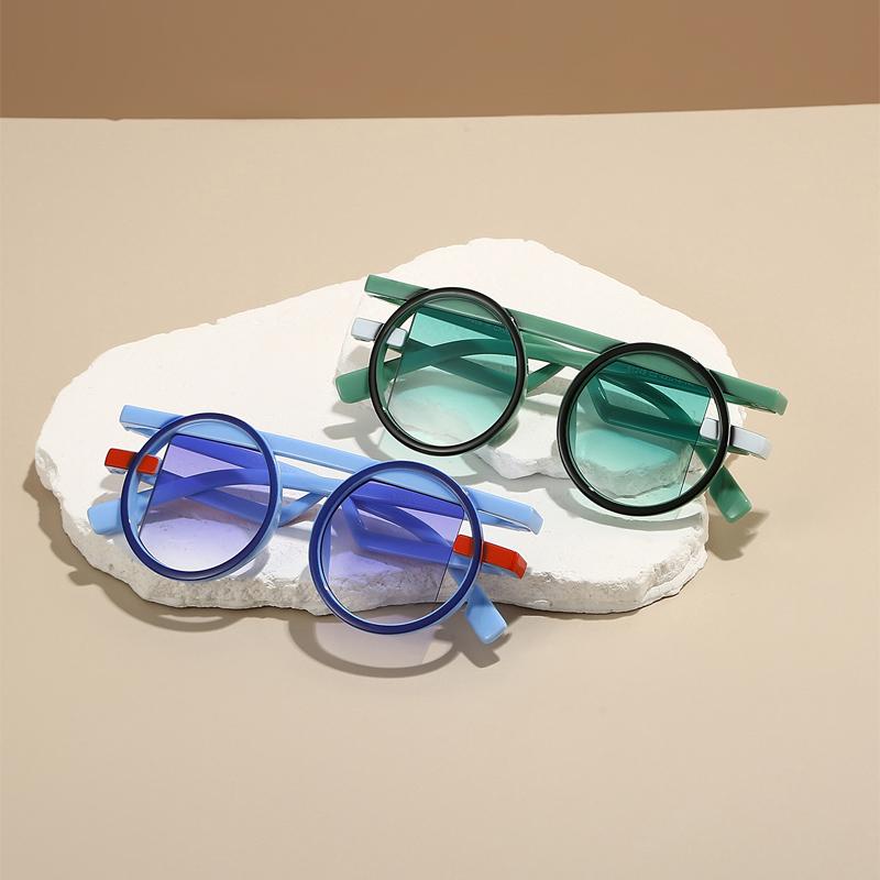 KAMMPT Round Sunglasses New Fashion Punk Funny Gradient Casual Sun Glasses Trendy Chic Brand Design Patchwork Decor Shades
