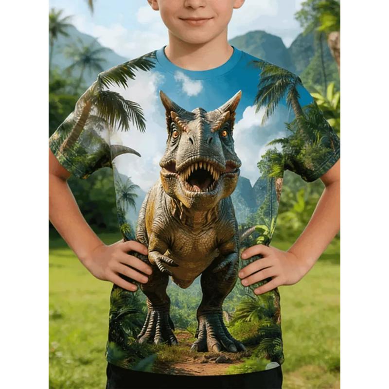 Mode Herren Kinder Kleidung Rundhals Kurzarm 3D Lässig Farbdruck Lässiges Kurzarm Rundhals T-Shirt