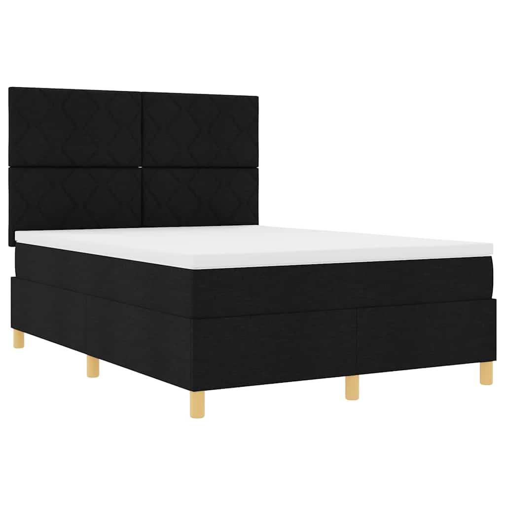 Boxspring bed with headboard Black 140 x 190 cm Fabric
