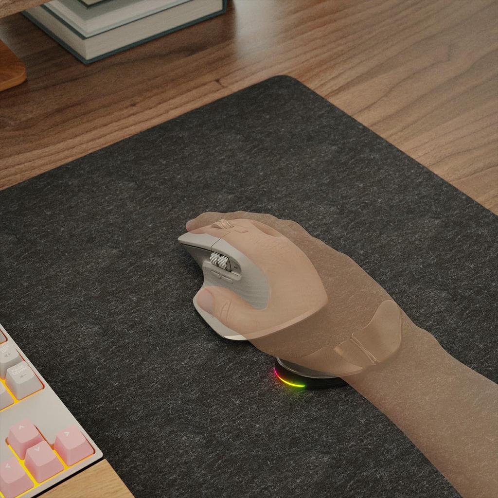 HornsX1 Right-Handed RGB Ergonomic Gliding Palm Rest for Mouse, Wrist Rest Pad, 3 RGB Lighting Modes, Reduce Wrist Pain, Anti-Fatigue, for