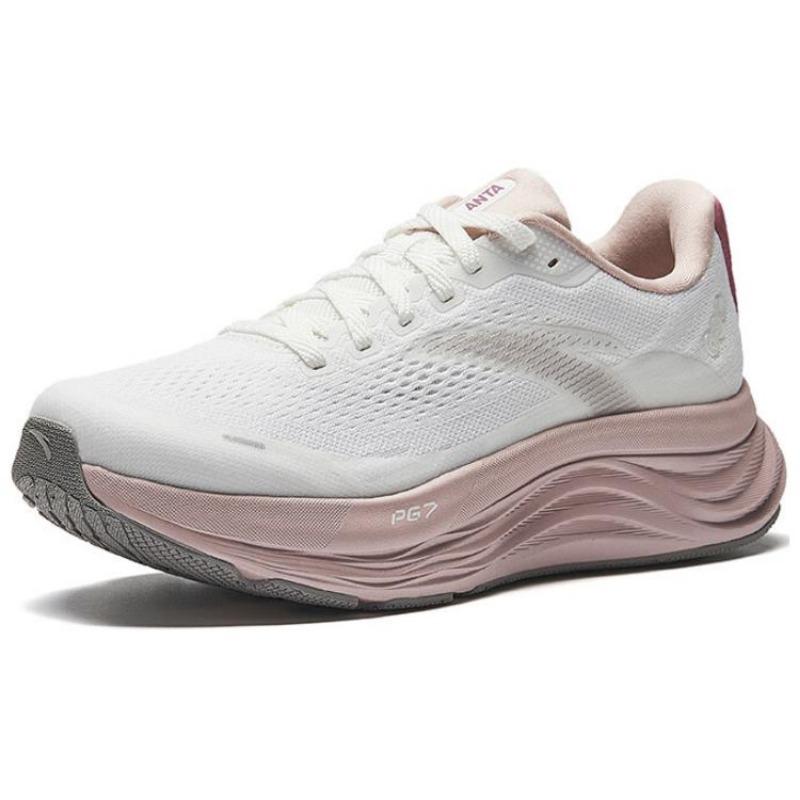 Anta Travel Step 2 Comfortable Versatile Non-Slip Wear-Resistant Low-Top Casual Running Shoes Women Sneaker White Pink 122525546-8