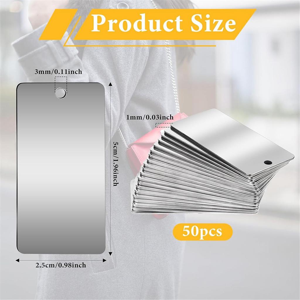 2026+ 50 Pack Stainless Steel Metal Engraving Blanks, Rectangle Blank Tags for Stamping, 1x2 Inch