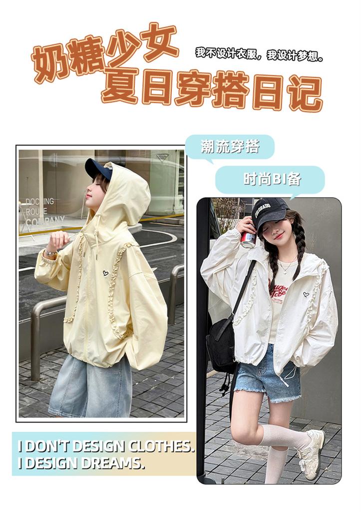 Girls' Sunscreen Clothes Summer Thin New Summer Clothes Middle and Large Children's Western Style Lace Children's UV Protective Coat
