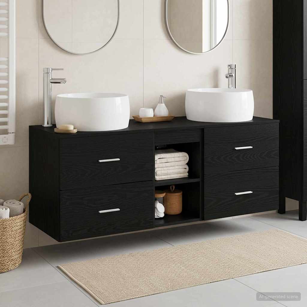 Bathroom Furniture Set 3 Pcs Black 49.5 X 44.5 X 66 Cm