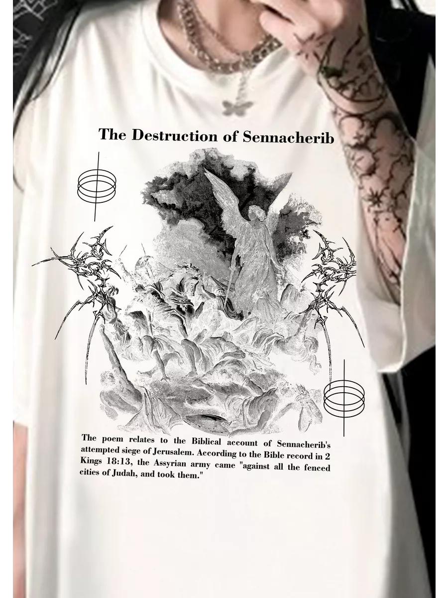 Fashionable long oversized printed T-shirt L