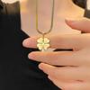 Wenjian Four-Leaf Clover Titanium Steel Necklace for Women - Light Luxury Snake Chain Clavicle Jewelry