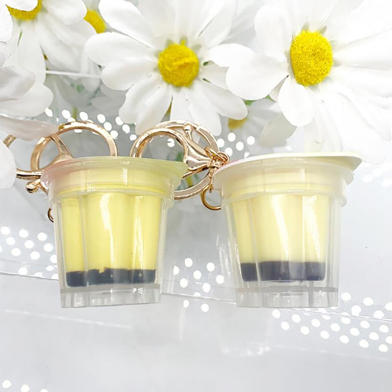 Japanese Pudding Keychain Play Pudding Jell-O Keychain Miniature Yogurt Pudding Ice Cream Pendant Soft Kneading Music Ornaments