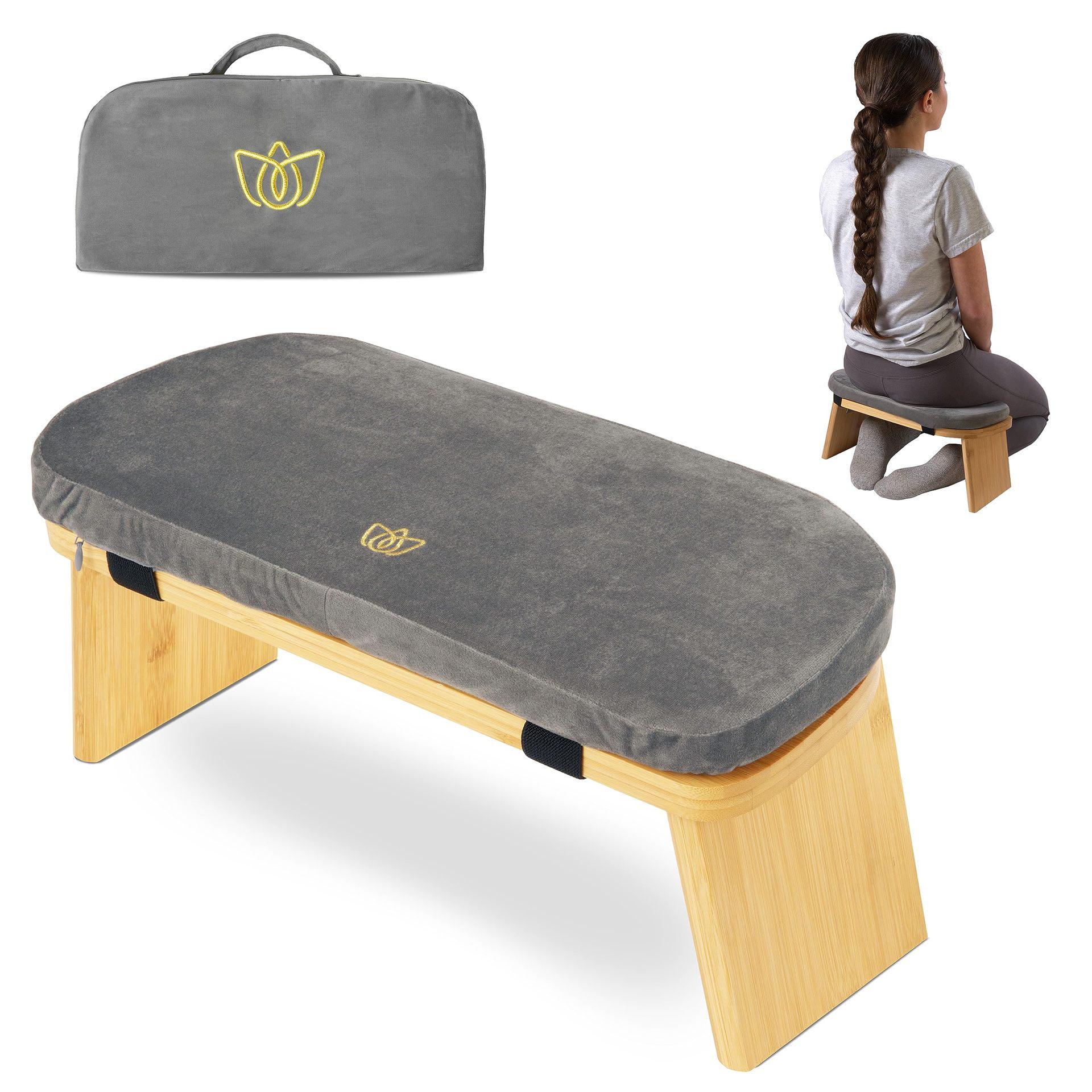 

Multicolor Embroidered Detachable Wooden Meditation and Yoga Kneeling Stool