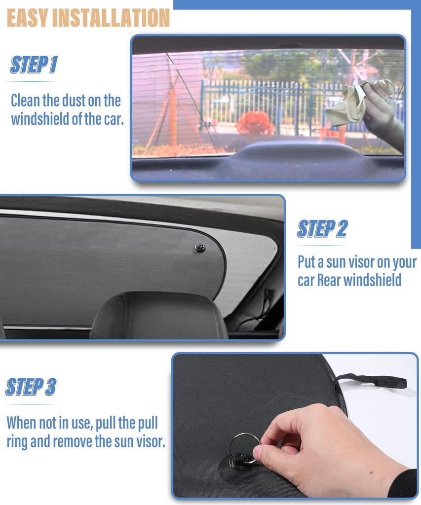 Mesh Car Sunshade with Black Suction Cups, 100x50CM - UV Protection & Heat Insulation for Back Window