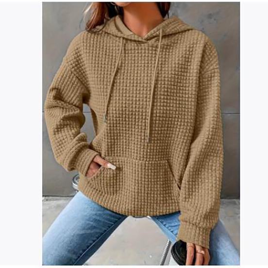 Autumn and Winter In Europe Small Grunge-style Women's Sweater with Round Neck Hood  Long Sleeves Solid Color Women's Blouse