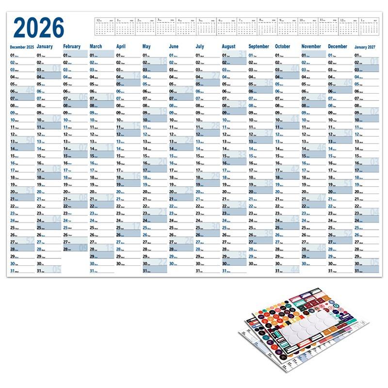 Kalendarz Ścienny 2026 Nowy Roczny Codzienny Harmonogram Planer Arkusz Papierowy Plan na 365 Dni Roczny Wiszący Planer Tygodniowy Notes Miesiąc 12