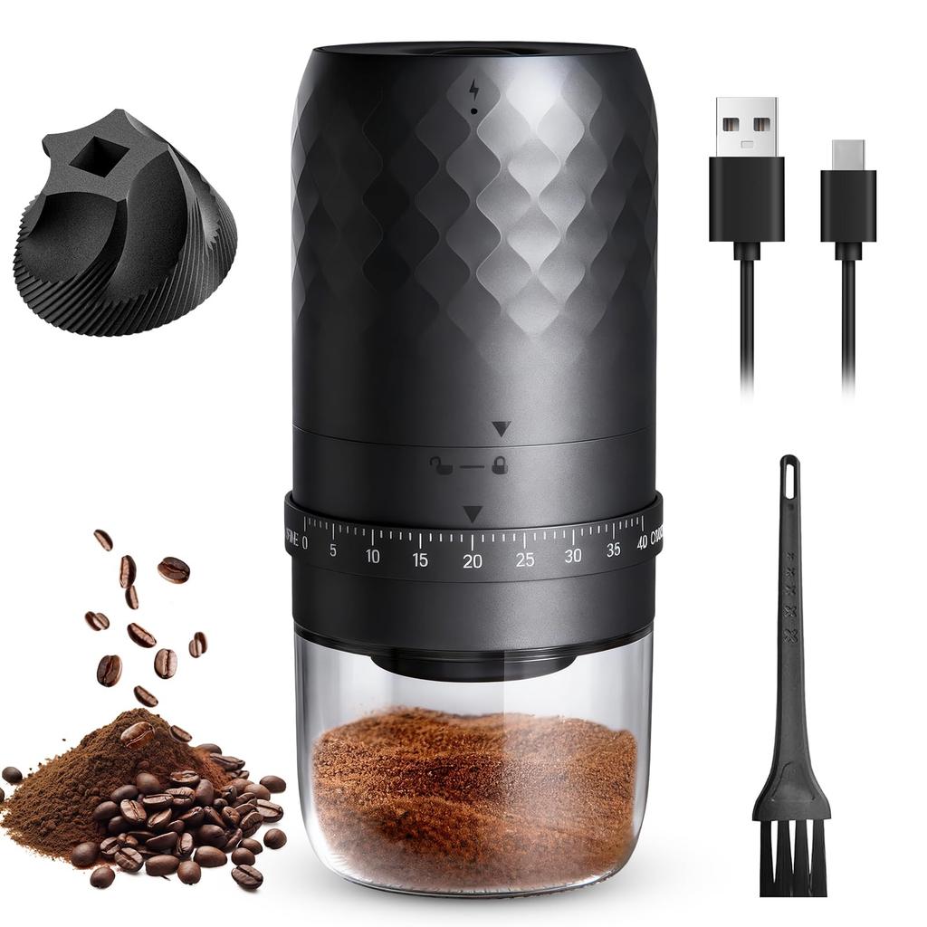 GOSO Electric Coffee Rechargeable USB Coffee Grinder with 1800mAh 40 Grind Easy Automatic and Includes a Cleaning Brush for Easy Perfect for Indoor