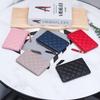 Korean Sheepskin Change Purse Women's Hand-held Key Chain Loose Wallet Diamond-grid Zipper Mini Genuine Leather