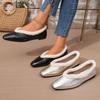 Women's Square Toe Plus Velvet Thickened Warm Cotton Shoes Women's Winter New Large Size Flat Shallow Fur Shoes