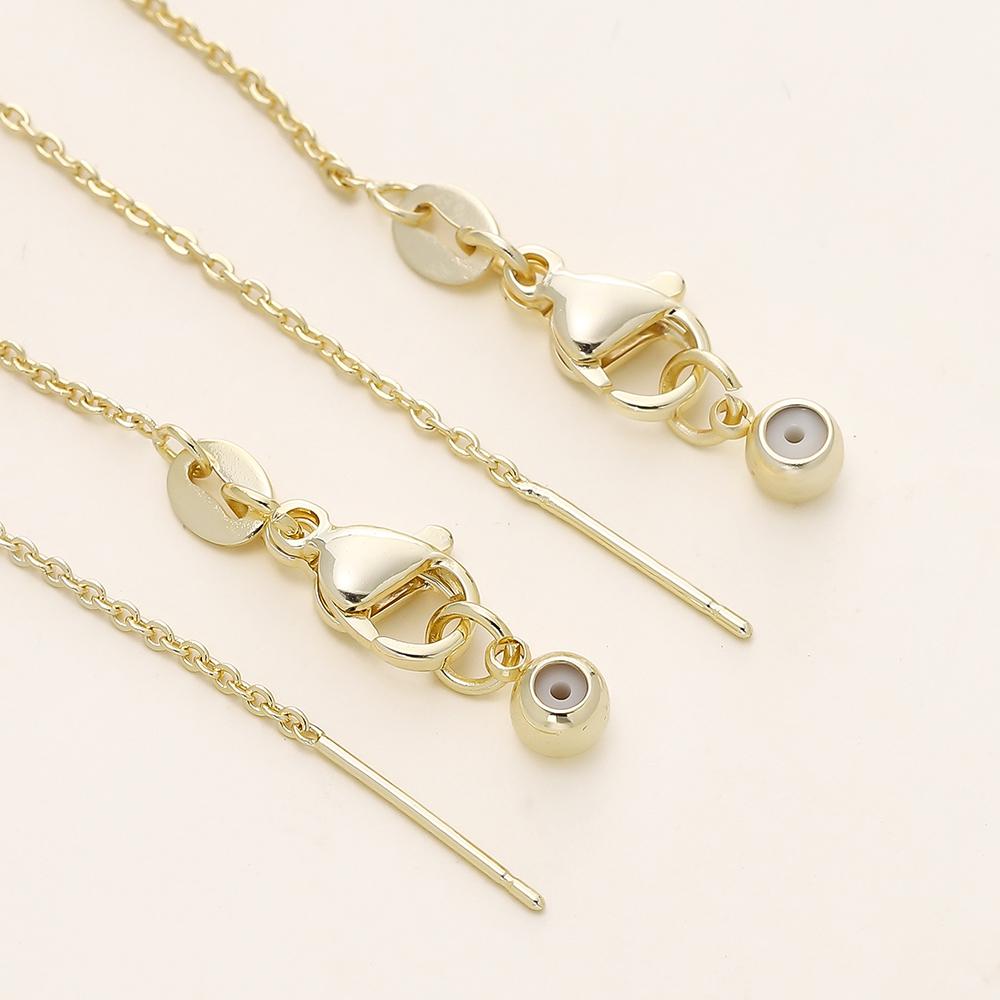 2/4Pcs/Lot 14/18K Gold Plated Flat Round Chain Thrusting Pin Adjustable Chains For DIY Necklace Jewelry Making Accessories