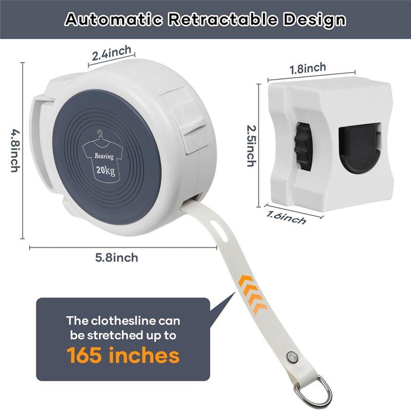 A84E-Retractable Clothesline Indoor/Outdoor Clothes Line, Anti-Slip Locking Buckle Included For Bathroom, Laundry
