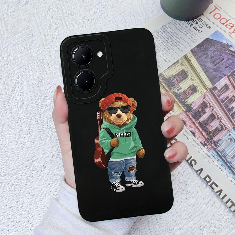 Für OPPO Realme Realme GT Neo2 3 5 C30 C31 C33 C35 Fall Abdeckung Nette Mode Bär Schutzhülle Weiche Flüssigkeit silikon Für Realme C11 C12 C20 Funda Stoßstange
