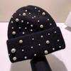 New Autumn And Winter Heavy-Duty Pearl Wool Hat Pearl Fashion Knitted Hat Warm Ear Protection