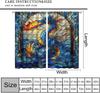 Blue Dragon Curtains  Vintage Mythological Medieval Stained Glass Mural Flame Magic Flying Dragon Windows Treatments Rod Pocket f