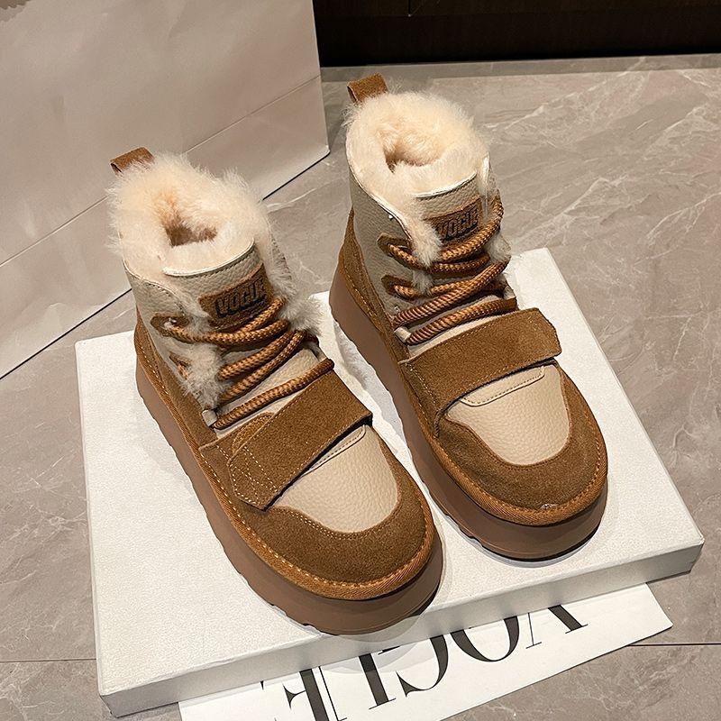

Women s Fur Integrated Thick Bottom Heightening Winter Lightweight Padded Warm Snow Boots Non-slip Wear Casual Sports Short Cotton Boots 40
