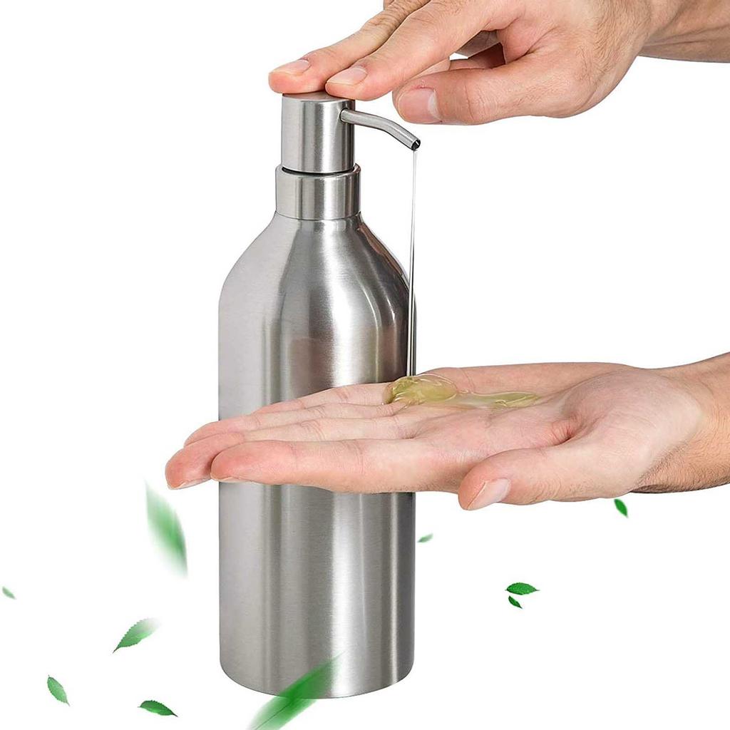 Stainless Steel Refillable Pump Bottle for Cleaning Liquids with Durable Construction Suitable for Kitchen Bathroom and Household Use