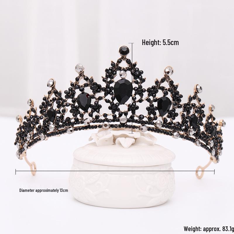 Tuanming Baroque Bridal Headband: Black Rhinestone Vintage Crown for Birthdays