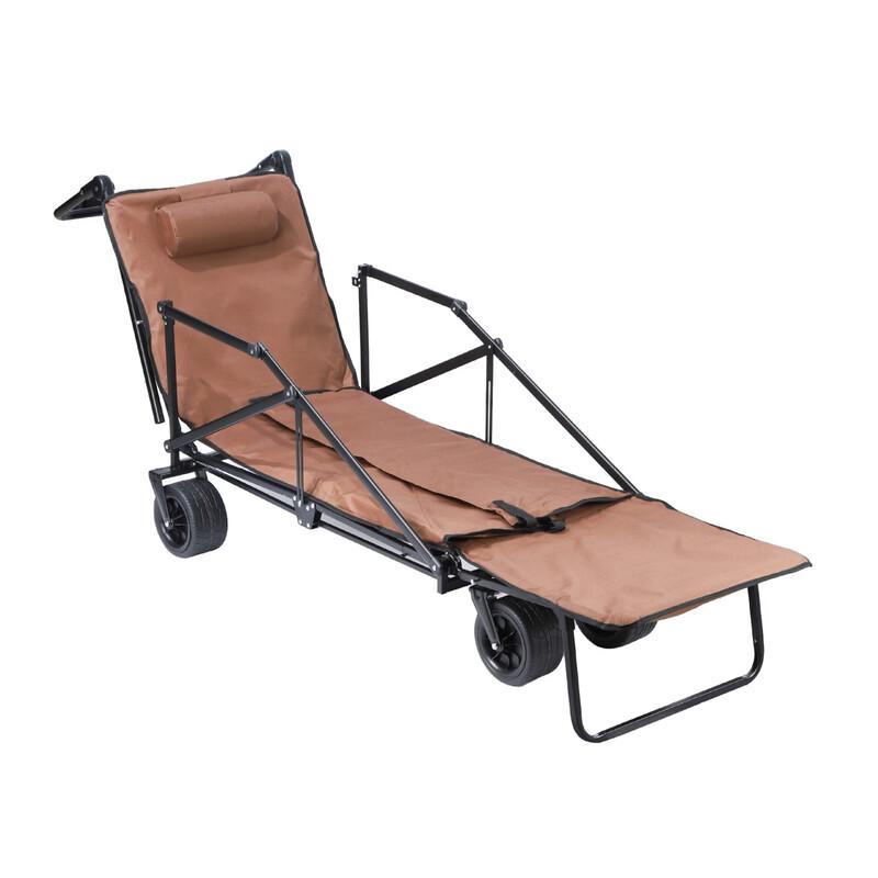 OEING Multifunctional Reclining Camping Cart with Tank Wheels