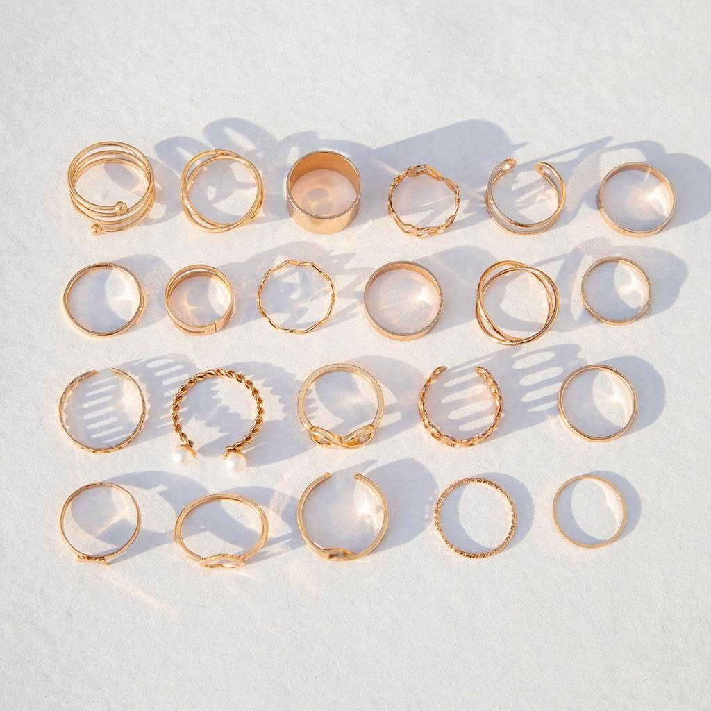 Exquisite Imitation Pearl Ring, Versatile Ring for Girls' Parties, Simple Carving Ring, Adjustable Temperament, Women's Ring Set