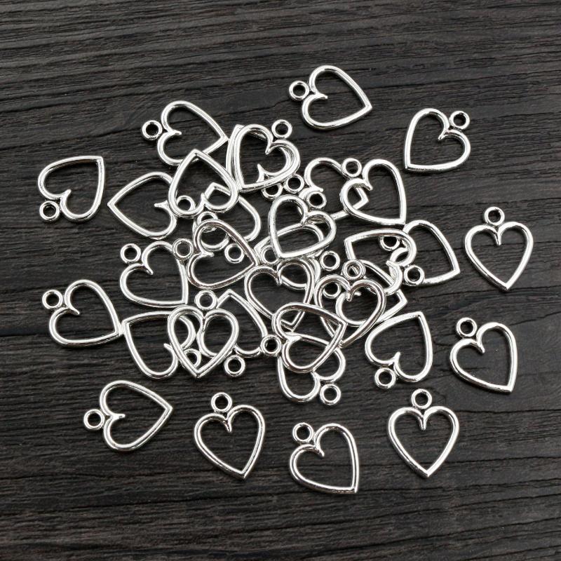100PCS Picture Color Hollow Hearts Charms Geometry Pendant Metal Alloy DIY Necklace Bracelet Earrings Marking